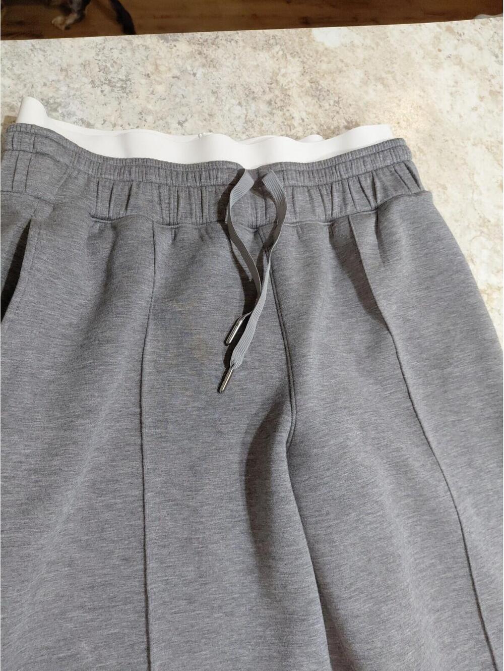 Spanx Wide Leg Sweat Pants Gray Size L EUC Draw String Side Pkts Flat Front - Picture 5 of 9